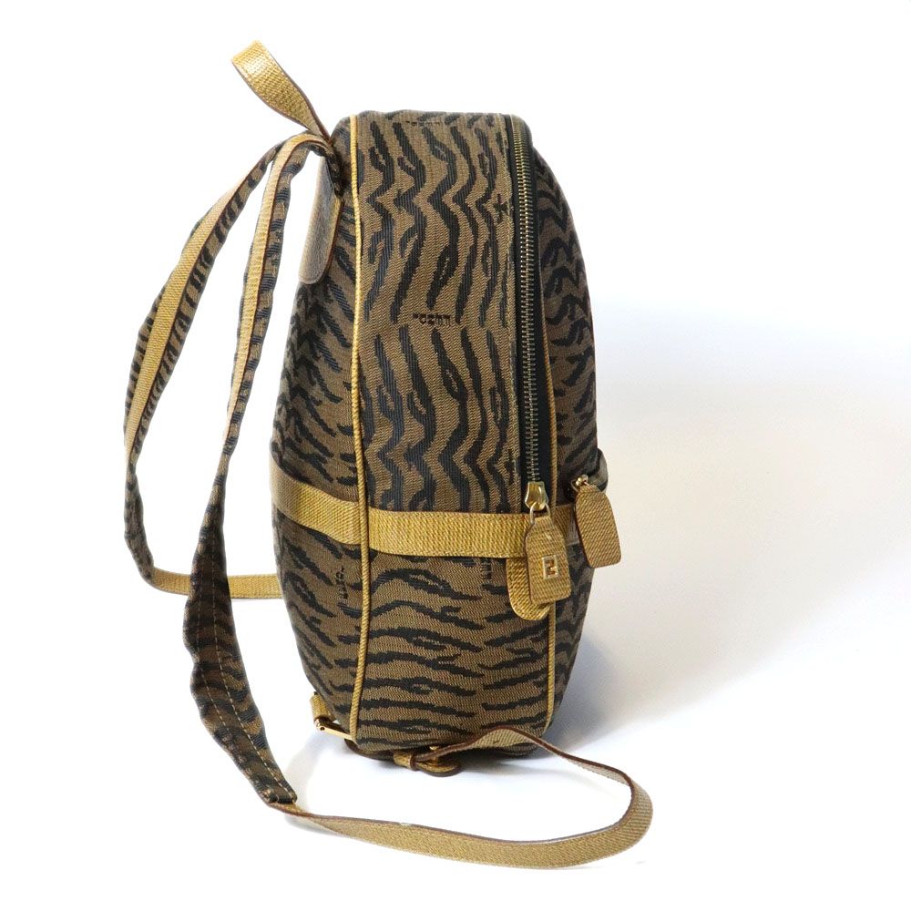 Fendi Backpack Zebra Tiger Canvas Leather Vintage — view 5