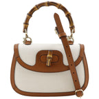 Gucci Bamboo 2-Way Shoulder Canvas Brown Off White Handbag