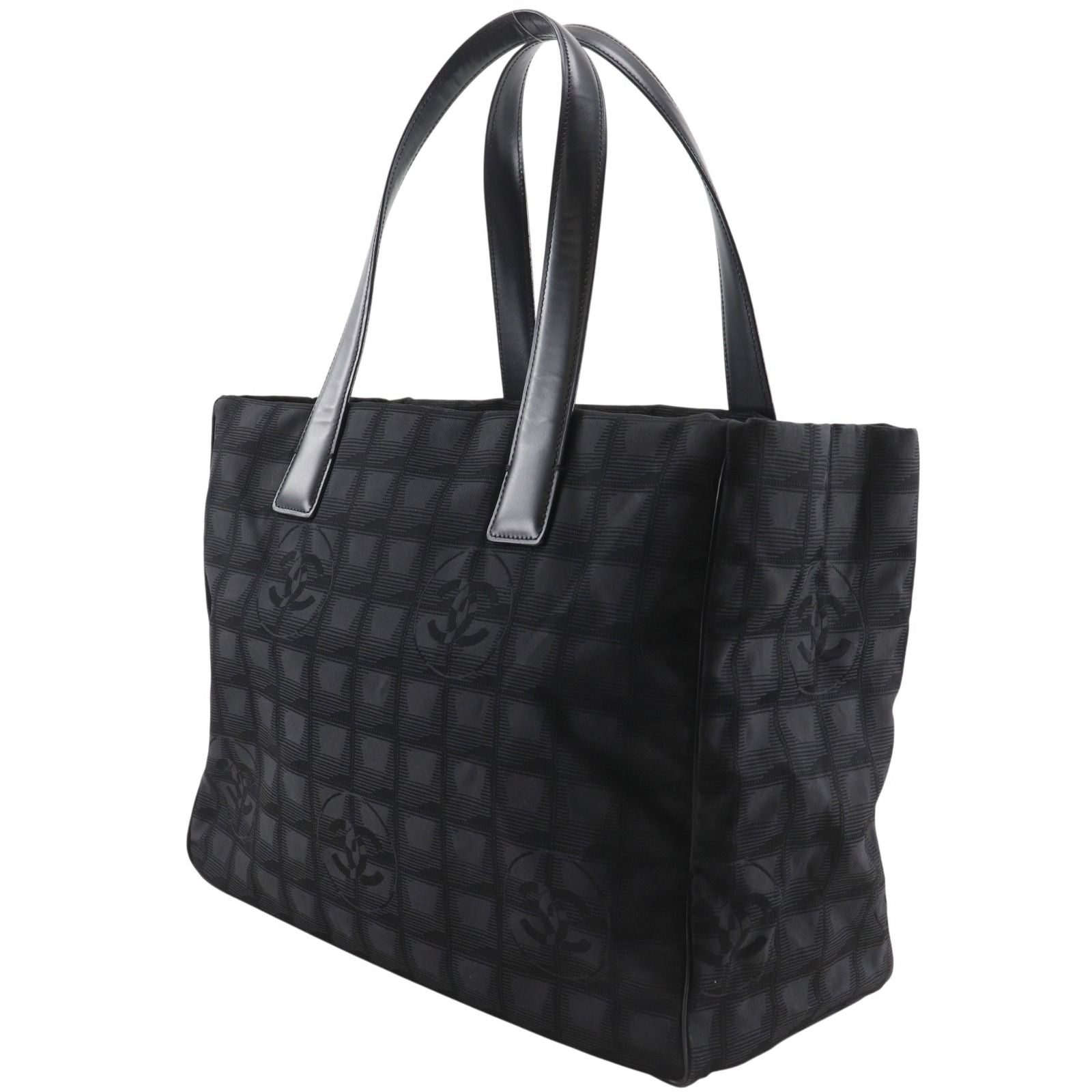 Chanel New Travel Line Tote MM Nylon Canvas Black — view 2