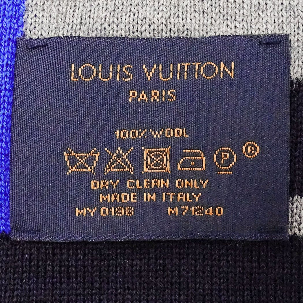 Louis Vuitton Scarf Shawl Wool Echarpe LV Horizon Gray Blue Fall Winter Warm — view 5