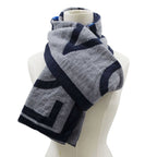 Louis Vuitton Scarf Shawl Wool Echarpe LV Horizon Gray Blue Fall Winter Warm — view 6