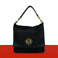 Loewe Vintage Maia Anagram Logo Leather Shoulder Bag Black