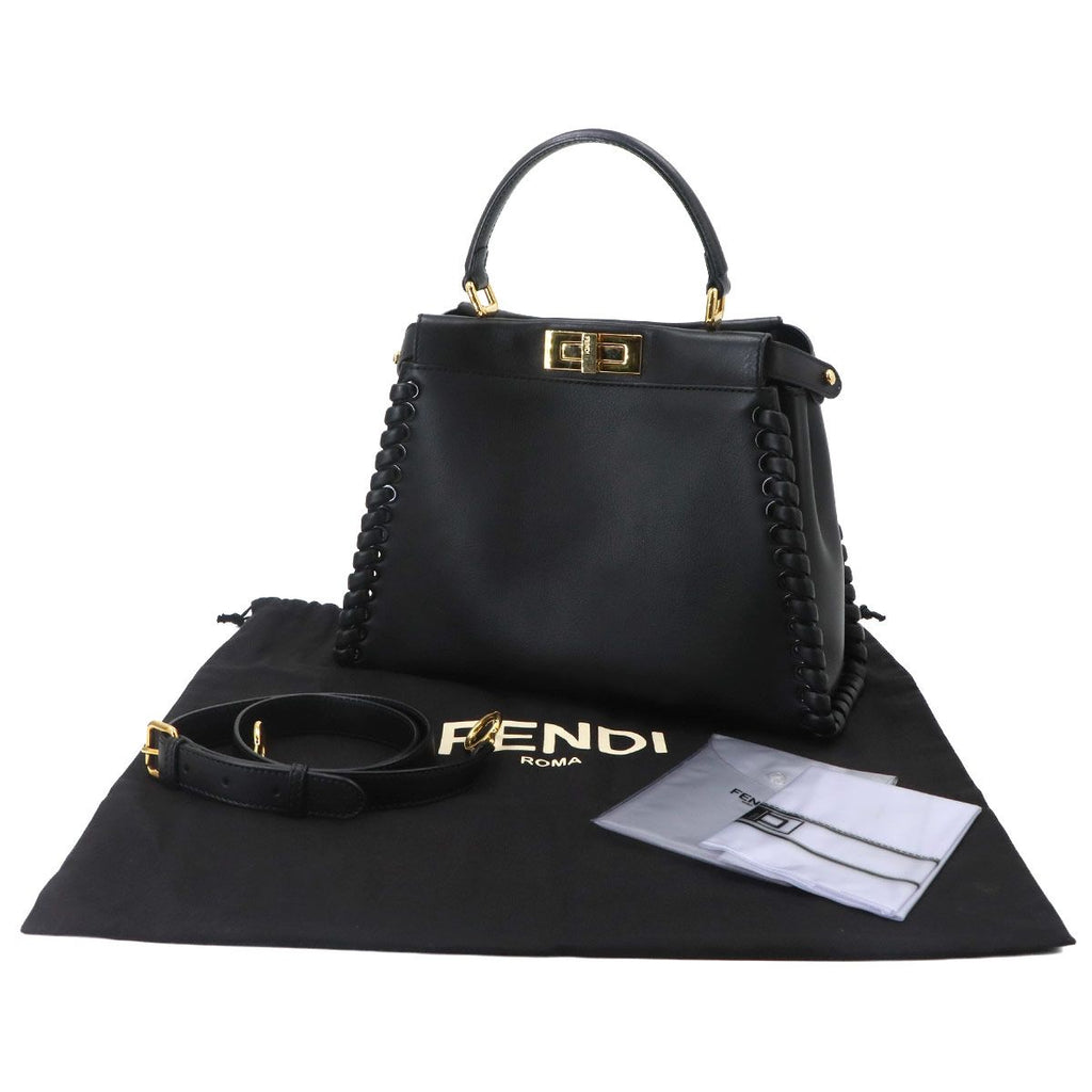 Fendi Peekaboo 2-Way Bag Leather Nero Black Braided — view 2