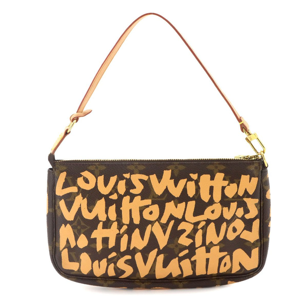 Louis Vuitton Monogram Graffiti Pochette Soir Hand Bag Peach — view 3