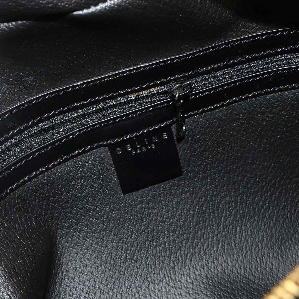 Celine Macadam Hand Bag Leather Black Brown Gold — view 7