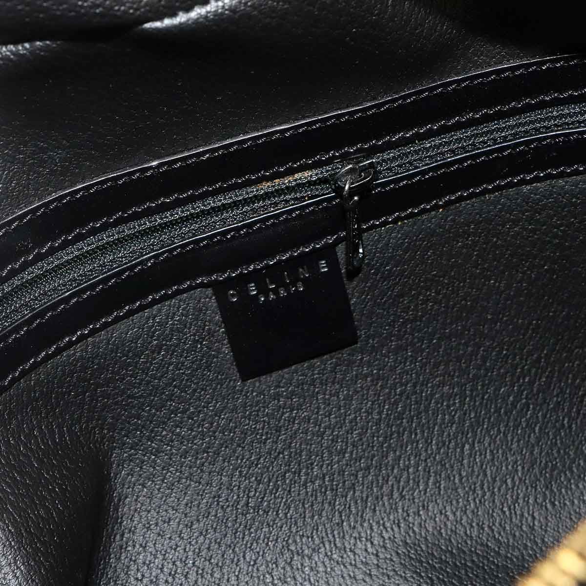Celine Macadam Hand Bag Leather Black Brown Gold — view 7