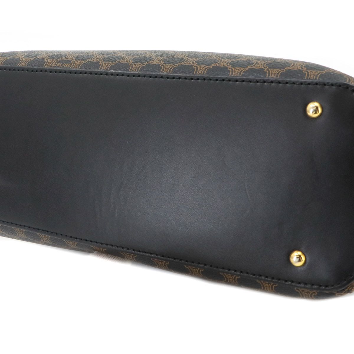 Celine Macadam Hand Bag Leather Black Brown Gold — view 8