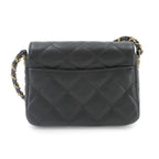 Chanel Quilted Mini Flap Chain Shoulder Bag Caviar Leather Black Gold — view 3