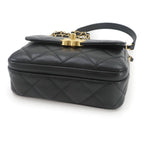 Chanel Quilted Mini Flap Chain Shoulder Bag Caviar Leather Black Gold — view 5