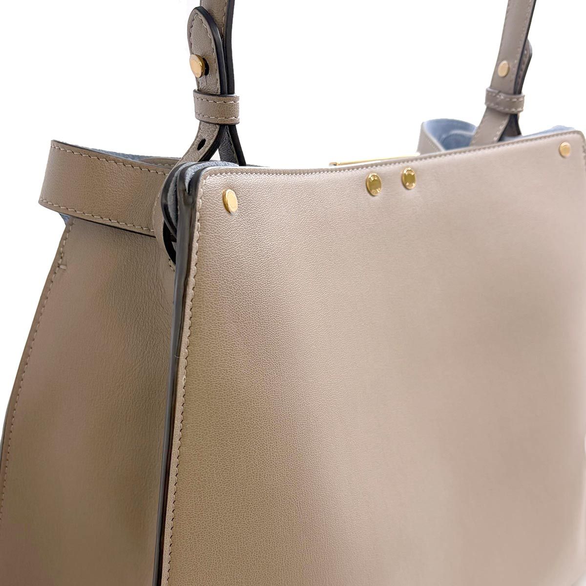 Fendi Large Tote Leather Gray Gold — view 8