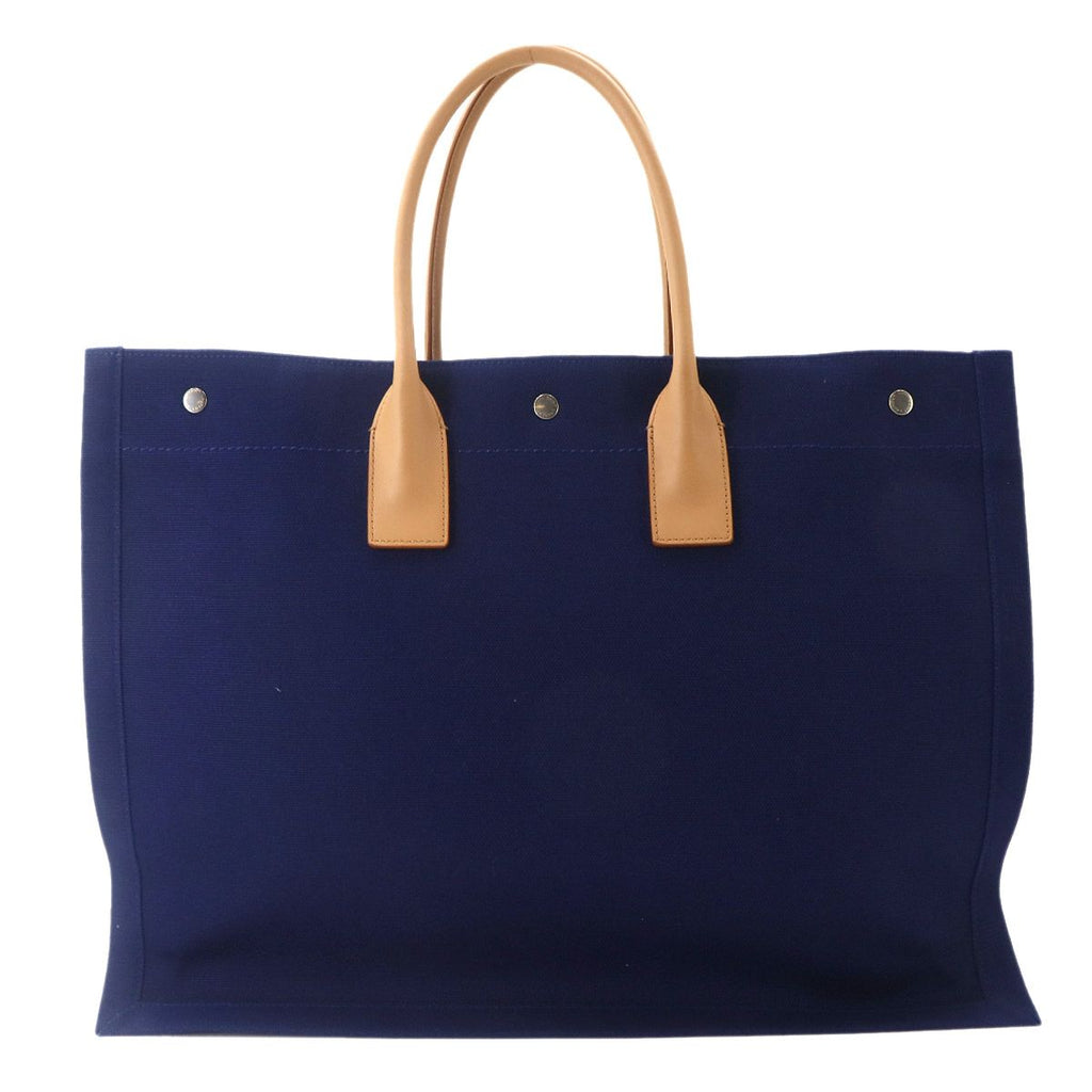 Saint Laurent Large Tote Canvas Navy Beige — view 2