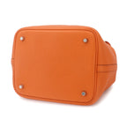 Hermes Picotin Lock MM Hand Bag Taurillon Clemence Orange Silver — view 4