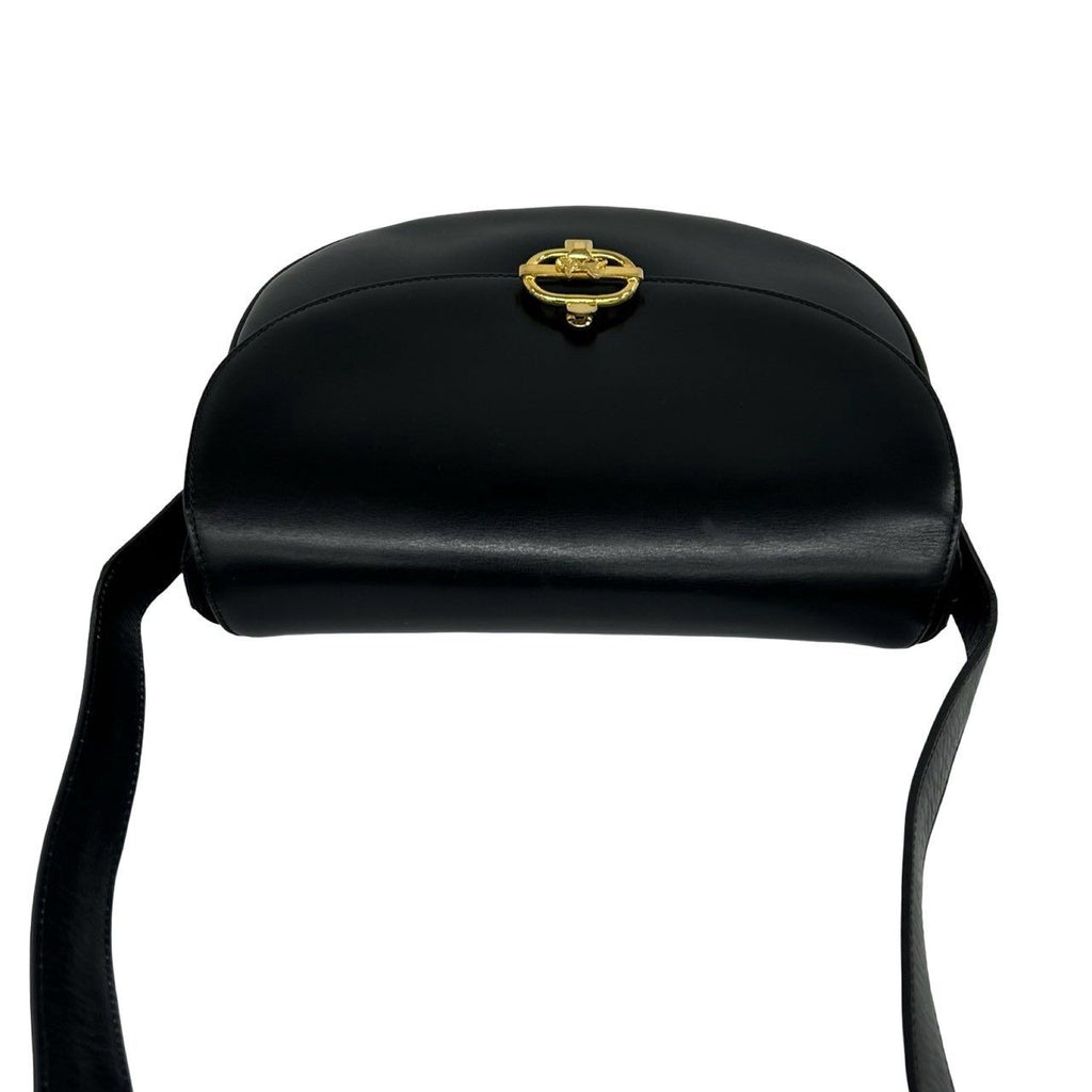 Celine Bagged Vintage Carriage Calf Leather Shoulder Bag Pochette Sakosh Black — view 4