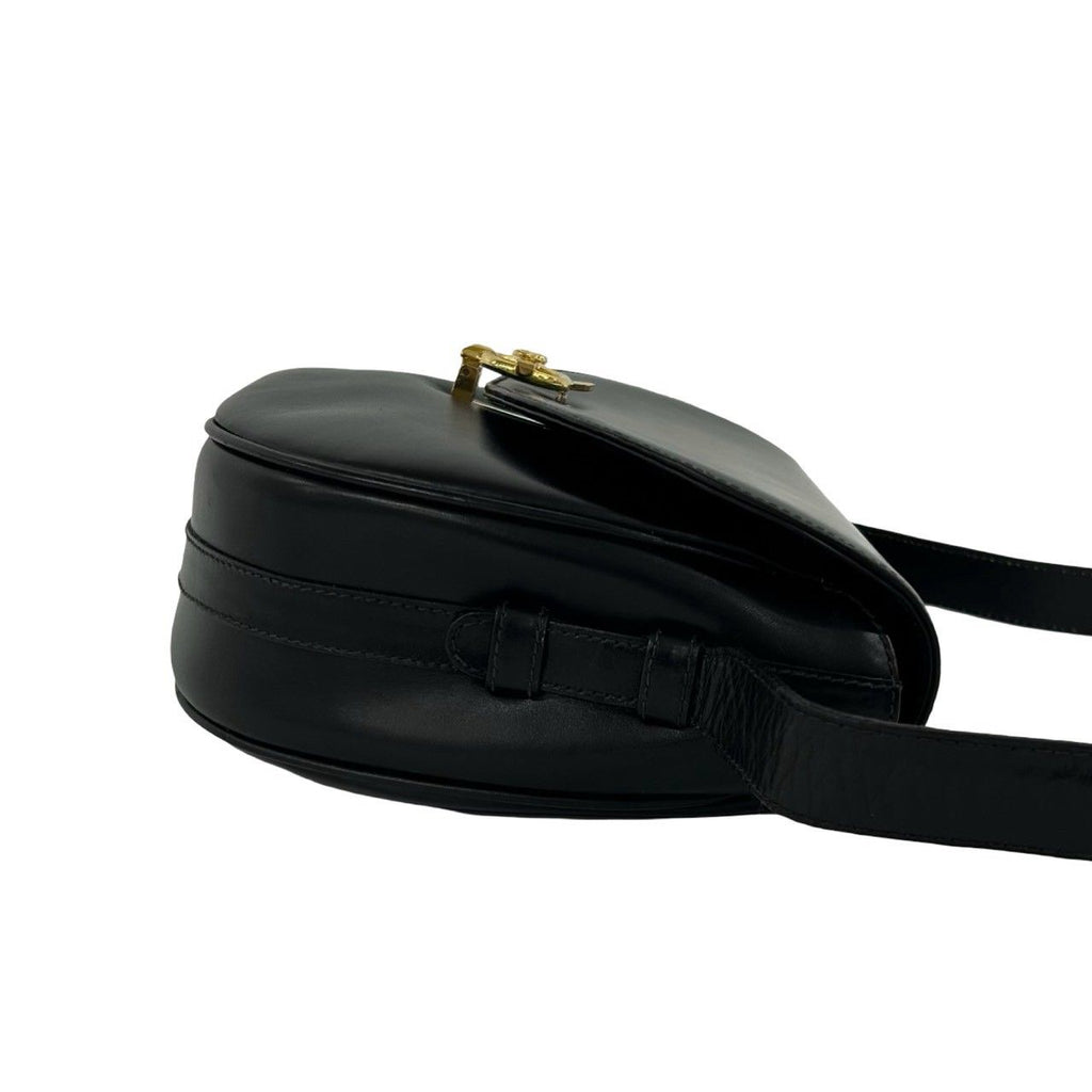 Celine Bagged Vintage Carriage Calf Leather Shoulder Bag Pochette Sakosh Black — view 6