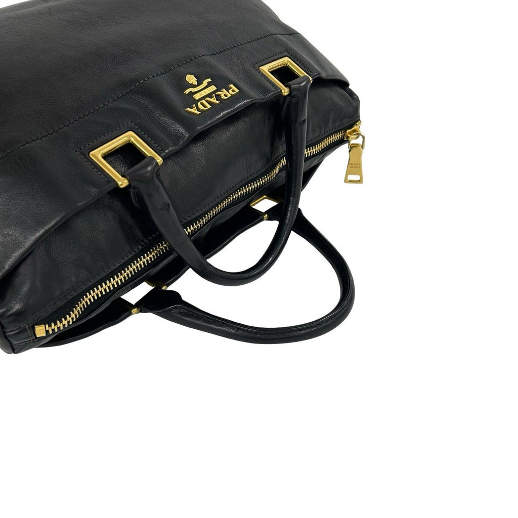Prada Bagged Logo Leather 2-Way Shoulder Bag Mini Black — view 4