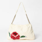 Chanel Shoulder Bag Chain Floral White Red Green Gold Lambskin