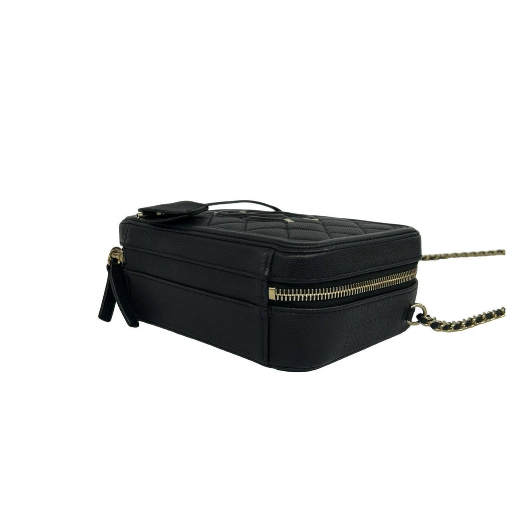 Chanel Card CC Filigree Quilted Caviar Leather 2-Way Shoulder — view 8