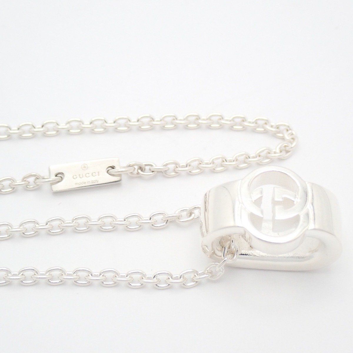 Gucci Interlocking Cutout Necklace 925 Sterling Silver — view 5