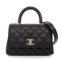 Chanel Shoulder Bag Quilted Herehandle Xxs Top Handle Mini Black Caviar Leather
