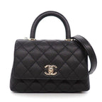 Chanel Shoulder Bag Quilted Herehandle Xxs Top Handle Mini Black Caviar Leather