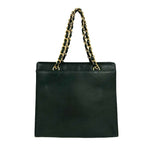 Chanel Vintage CC Logo Caviar Leather Chain Handbag Green — view 3
