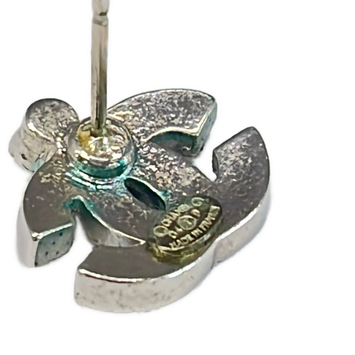 Chanel Earrings CC Logo Yellow Green Silver — view 4