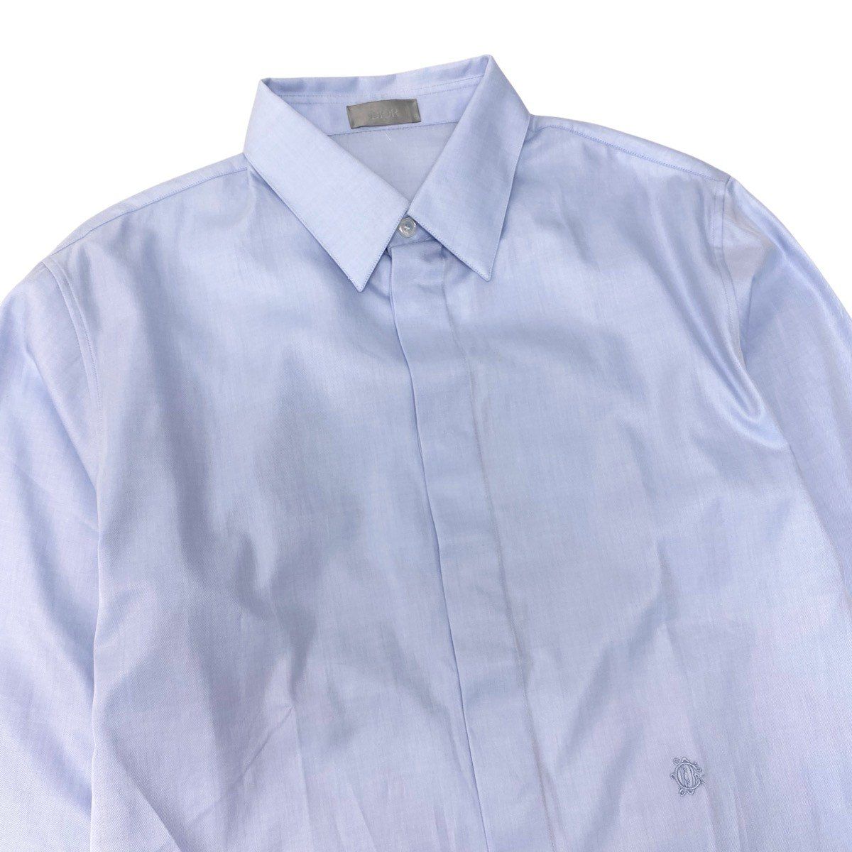 Dior Kept Cotton Shirt Long Sleeve One Point Embroidery Dress 39 Blue — view 4