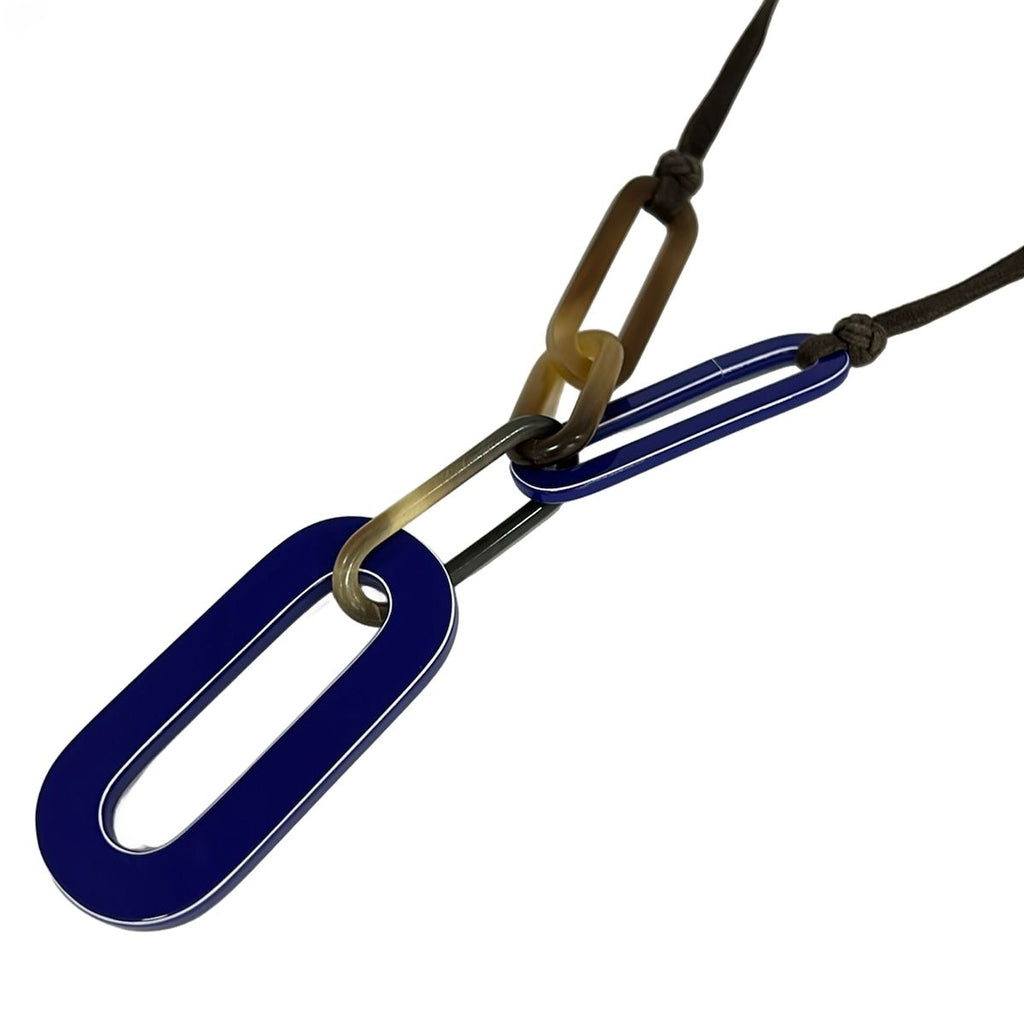 Hermes Necklace Navy Beige — view 3