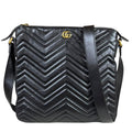 Gucci Quilted Shoulder Bag GG Marmont Bag Leather Black Second