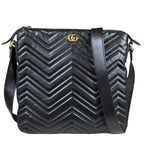 Gucci Quilted Shoulder Bag GG Marmont Bag Leather Black Second