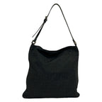 Fendi Shoulder Bag Zucca Pattern Black Leather