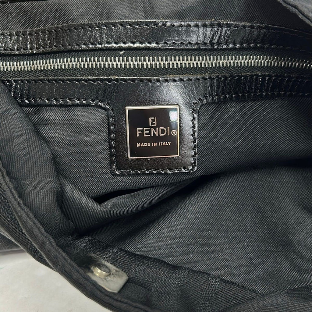 Fendi Shoulder Bag Zucca Pattern Black Leather — view 8