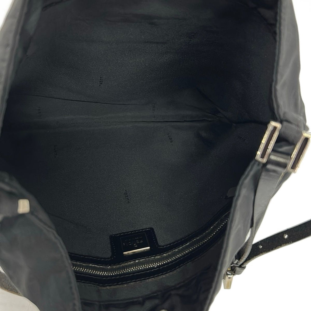 Fendi Shoulder Bag Zucca Pattern Black Leather — view 7