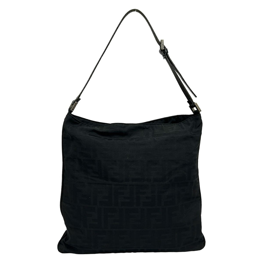 Fendi Shoulder Bag Zucca Pattern Black Leather — view 3