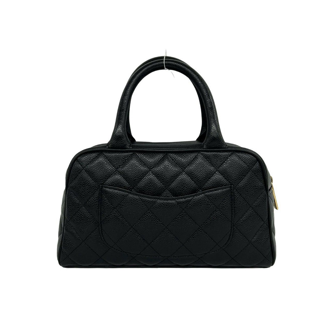 Chanel Bagged Card Quilted Coco Caviar Leather Mini Boston Bag Black — view 3
