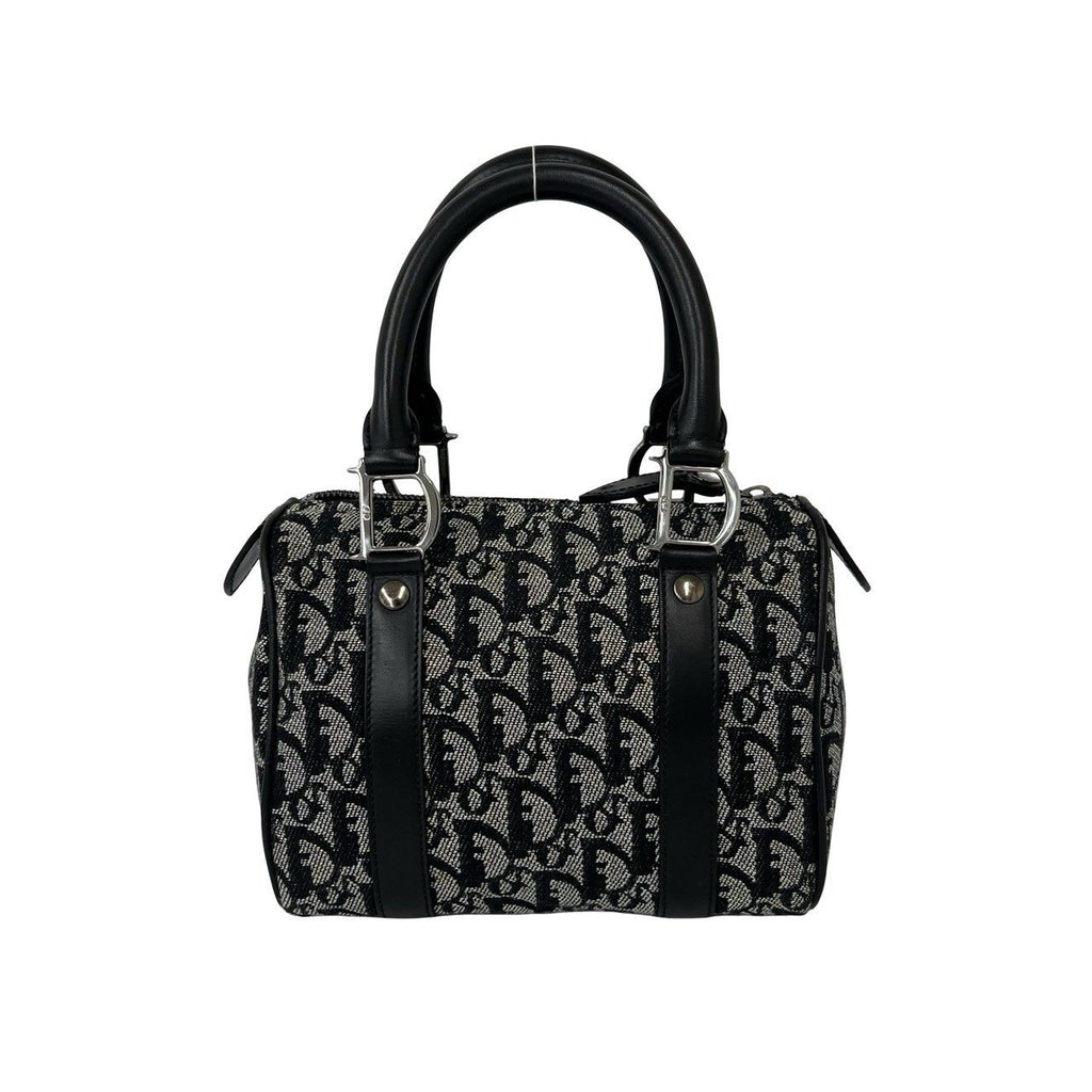 Dior Vintage Trotter Canvas Leather Mini Boston Bag Black — view 3