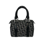 Dior Vintage Trotter Canvas Leather Mini Boston Bag Black — view 3