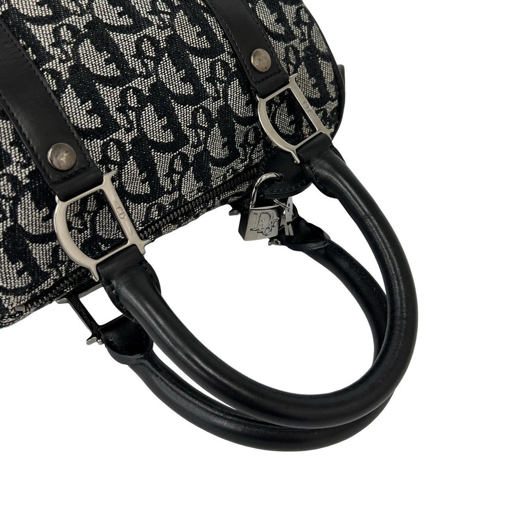 Dior Vintage Trotter Canvas Leather Mini Boston Bag Black — view 4