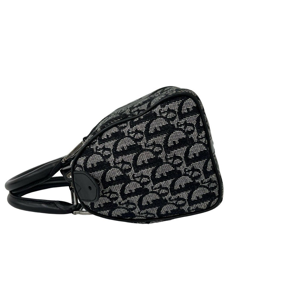 Dior Vintage Trotter Canvas Leather Mini Boston Bag Black — view 5