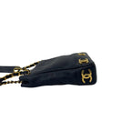 Chanel Vintage Triple Coco Caviar Leather Shoulder Bag Tote Navy — view 5
