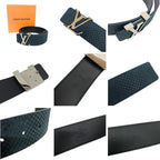 Louis Vuitton Monogram Ceinture Initial Belt 85 Abyss Blue Green Male — view 3