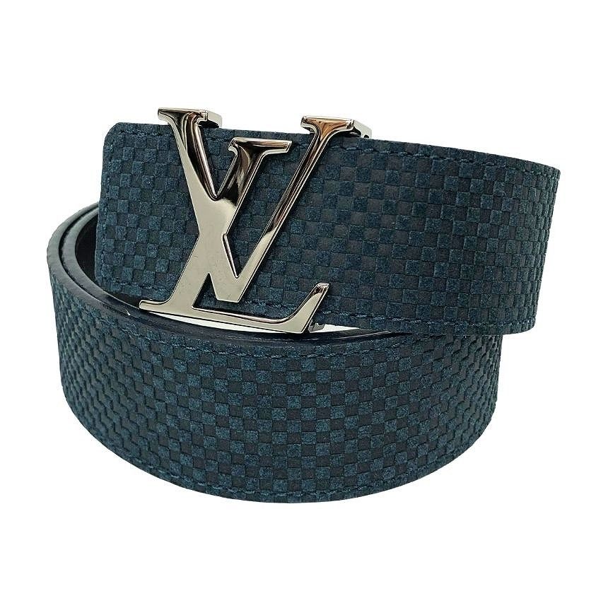 Louis Vuitton Monogram Ceinture Initial Belt 85 Abyss Blue Green Male