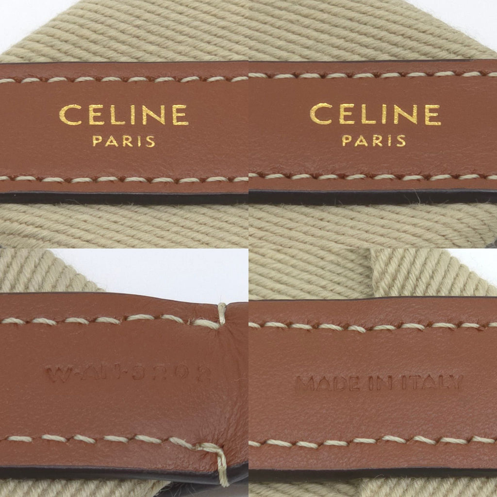 Celine Logo Shoulder wrap Full Beige canvas Brown leather Gold Metal — view 8