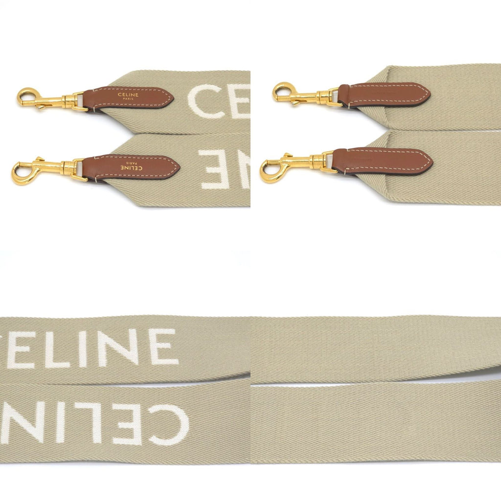 Celine Logo Shoulder wrap Full Beige canvas Brown leather Gold Metal — view 4