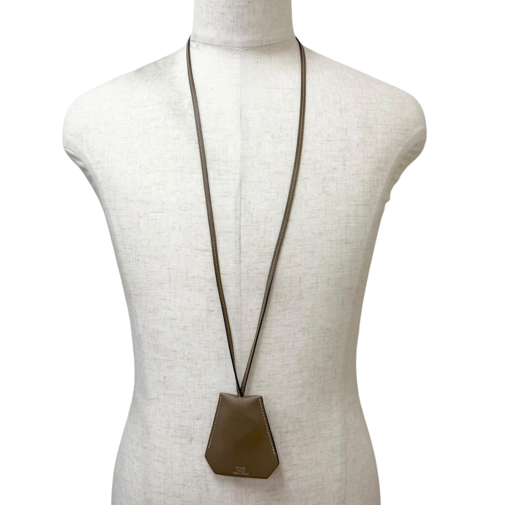 Hermes Veau Swift Large Clochette Necklace Etoupe — view 2