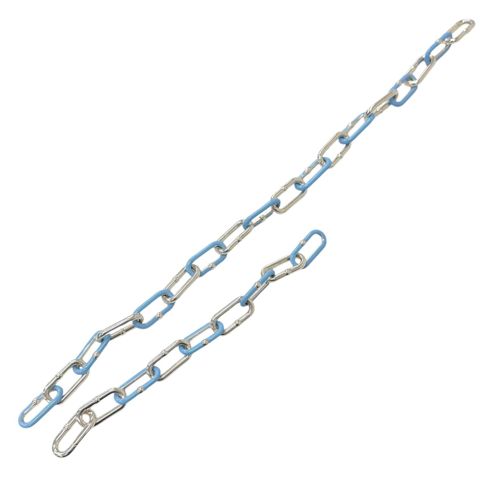 Bottega Veneta Chain Bracelet Necklace Set Silver Light Blue — view 4