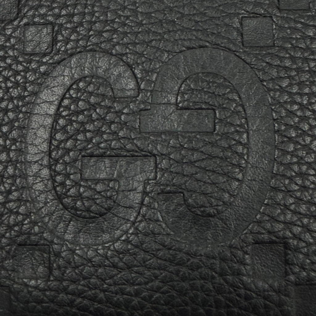 Gucci Gray Leather Maxi GG Business Card Holder Case Black — view 6
