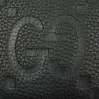Gucci Gray Leather Maxi GG Business Card Holder Case Black — view 6
