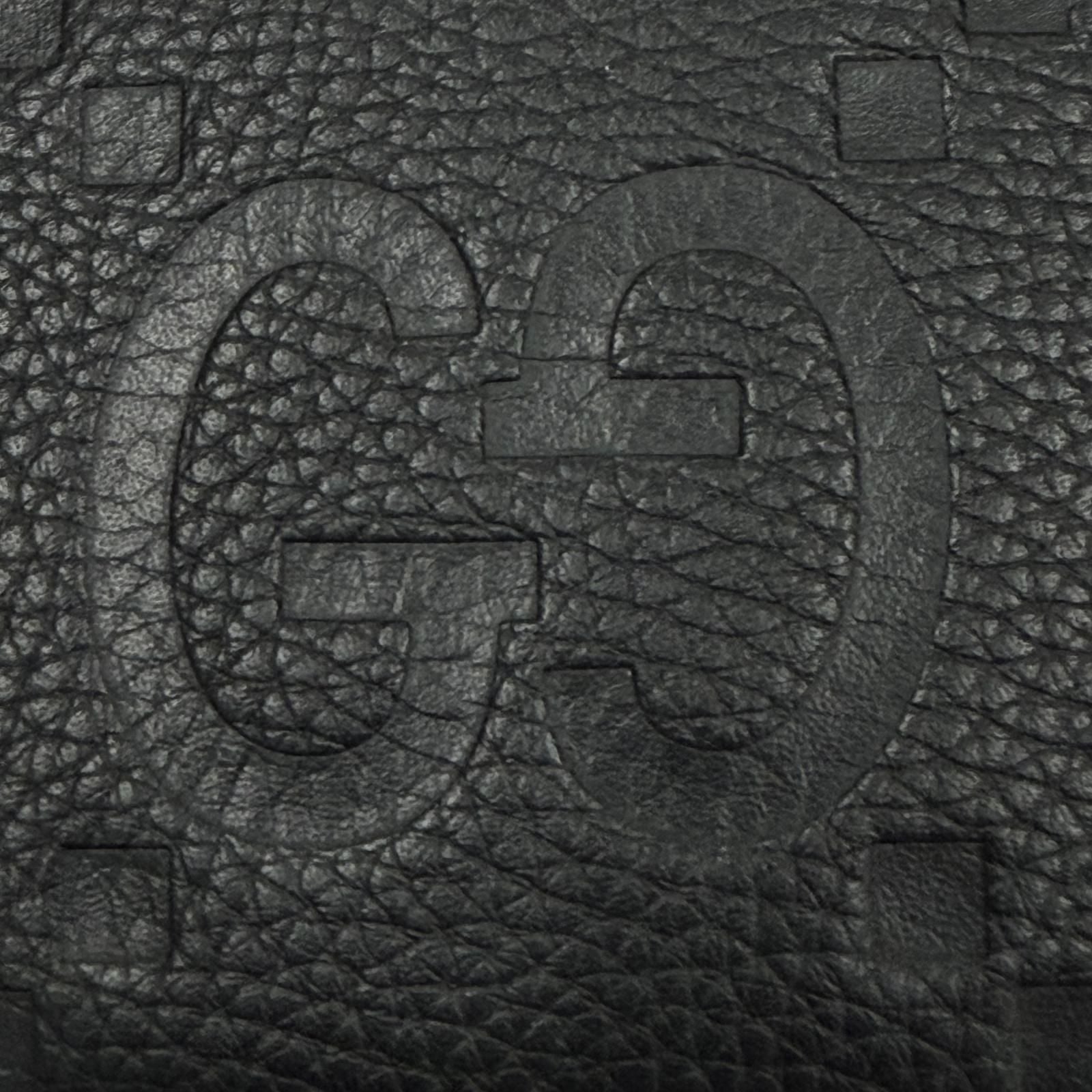 Gucci Gray Leather Maxi GG Business Card Holder Case Black — view 6