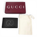Gucci Gray Leather Maxi GG Business Card Holder Case Black — view 2